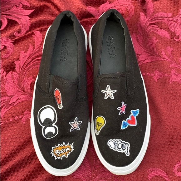 LIKE NEW ZARA Trafaluc Slip On Sticker Sneakers - Picture 1 of 4